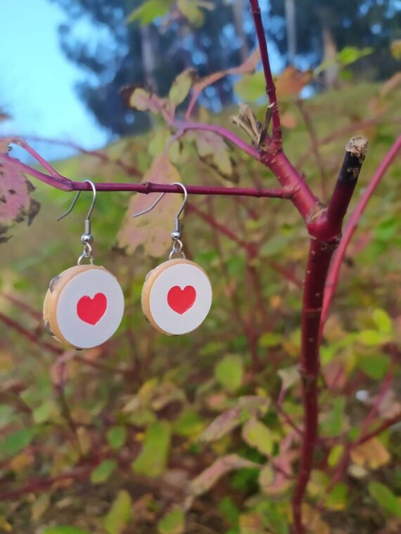 Brincos Pandeireta Corazón Vermello BACK1