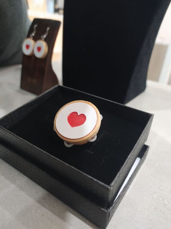 Broche Pandereta Corazón vermello BACK1