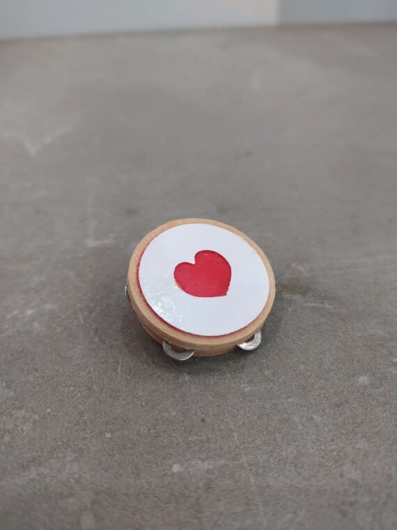 Broche Pandereta Corazón vermello BACK2