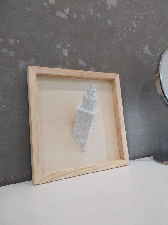 Escultura granito claro Torre con marco BACK